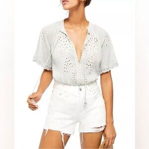 NWOT Free People Eyelet Embroidered Dahlia Blouse xs